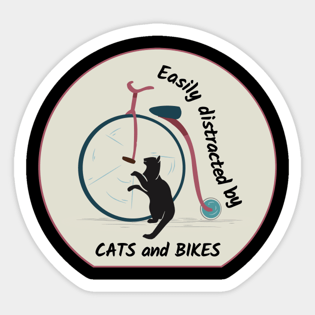 Easily distracted by cats and bikes Sticker by Dogefellas